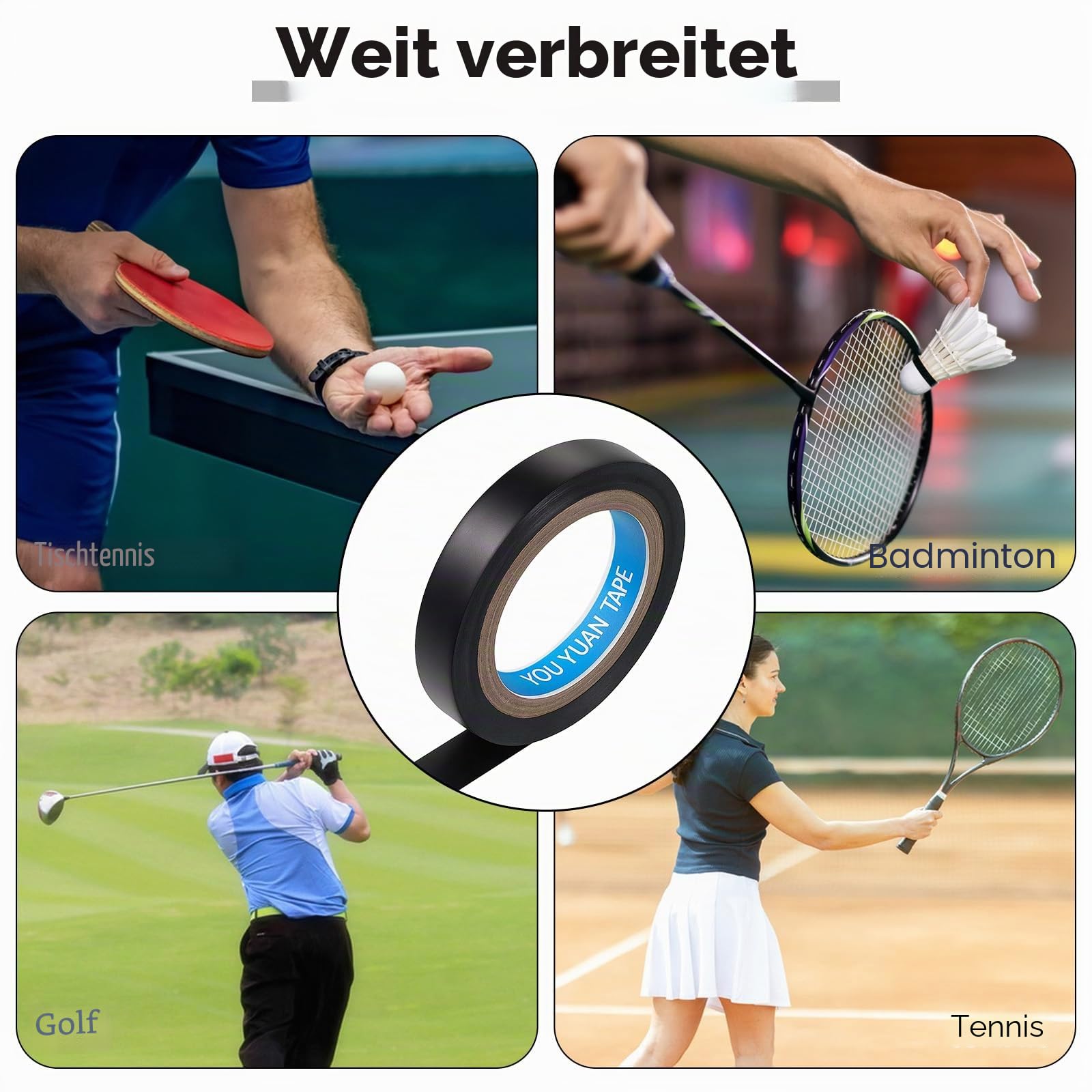 EupHHonycs 2 Rollen Tennis Griffband Anti-Rutsch Griffband Tennisschläger Selbstklebend für Tennisschläger, Overgrip Geeignet für Badminton, Tennis, Squash, 20m
