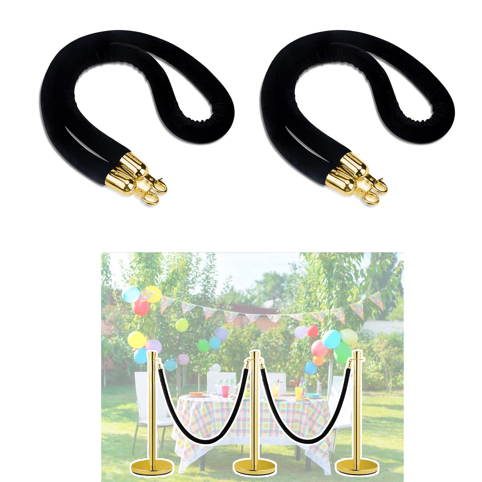 ZBBGTJK 2-Pack Decorative Velvet Rope with d/Silver Hooks 8.5ft Red Carpet Ber Ropes for Party Event VIP Queue Control Premium Quality Stylish Design