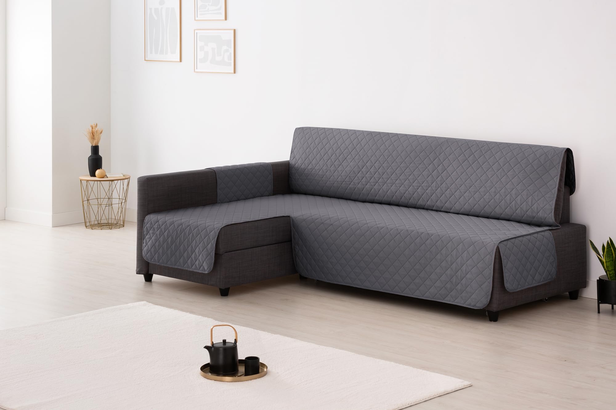 Milica Funda Acolchada Compatible con Sofa Cama Esquinero Friheten de IKEA | Protector Lavable y Elegante | Válido para Chaise Longue Izquierda o Derecha | Fabricado en España | Color: Gris