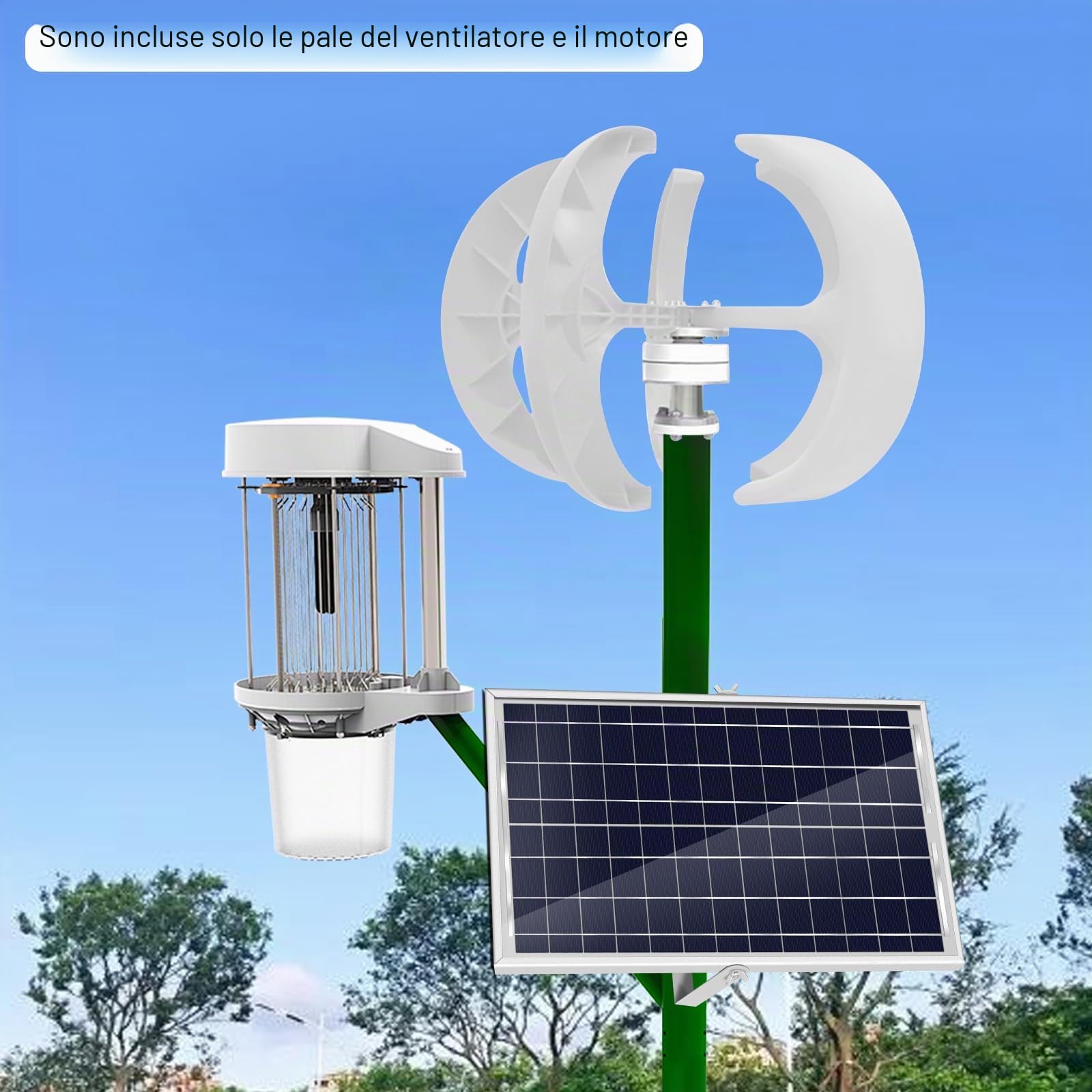Turbine Generator Lantern Wind Lanterna Bianca Turbina eolica con controller, Generatore eolico per lampade eoliche e solari, 600 W, 24 V, 90 x 60 cm