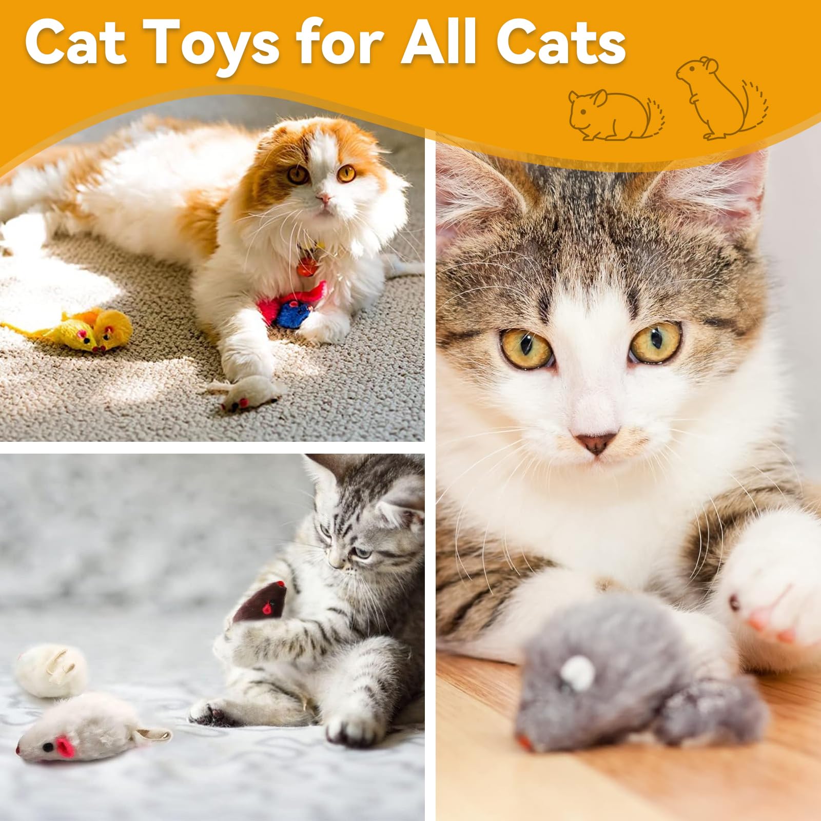 12 Piezas Ratones de Juguete,Color Aleatorio Peluche Ratones Juguetes, Ratón Gato para Gatitos, Interactivo de Hierba Gatera, para Gatito de Interior Jugando y Masticando