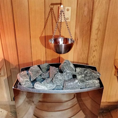 Miniatura 8 de successfun Juego de accesorios para sauna de 7 L, cubo de sauna con cucharón con cuchara de mango largo, termómetro de reloj de arena, higrómetro,