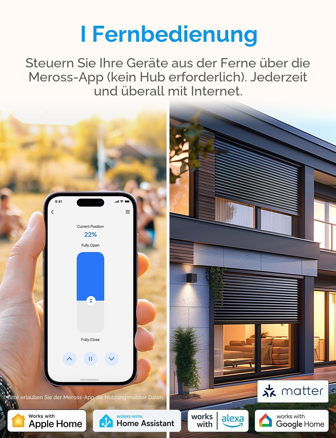 meross Matter Rolladenschalter Smart 80x80mm, WLAN Rolladen Schalter mit Zeitschaltuhr für Rollläden, Jalousien, Markisen, kompatibel mit Alexa, Apple HomeKit und Google Home, 2pcs Baumarkt