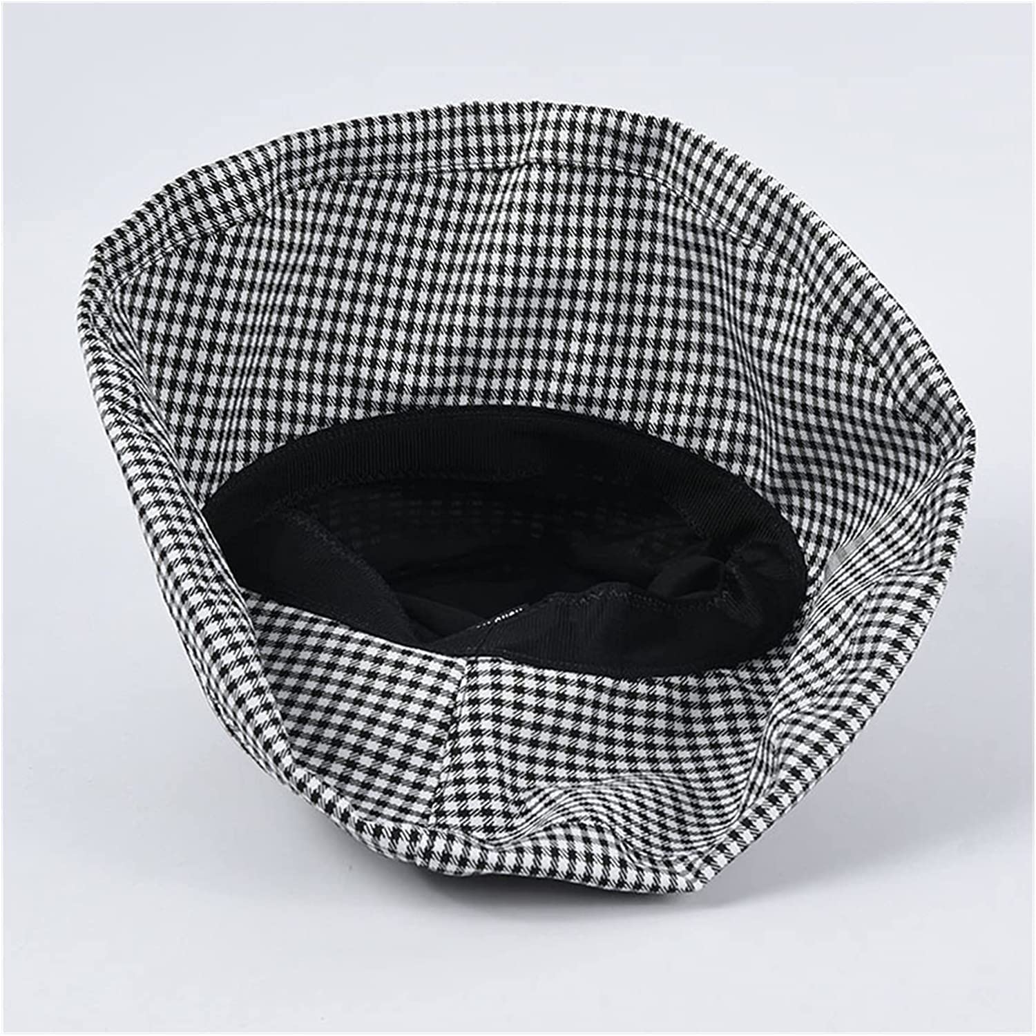 Casquette Visiere Femme, Summer Chapeau De Soleil Femme Printemps Et Été Pêcheur À Carreaux Noir Blanc Neutre Pliable, Chapeau de Plage