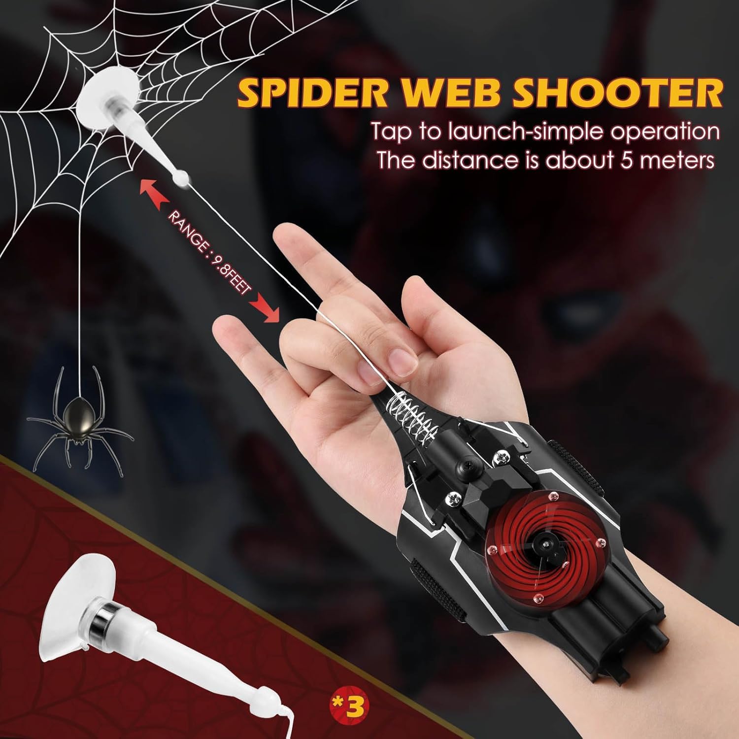 Towwoo Spider Web Shooter, Spara Ragnatele con Launcher Guanti per Bambini, Spider Web Launcher in Plastica per Cosplay