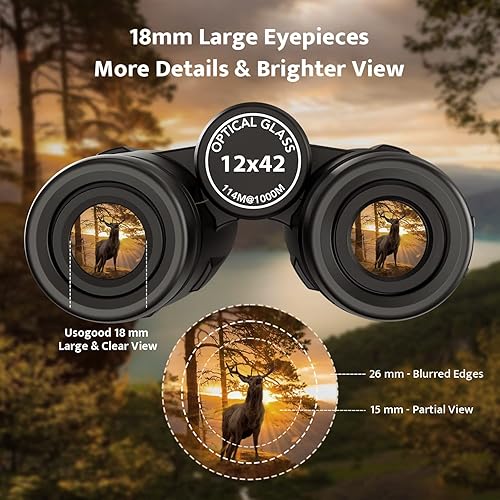 Miniatura 2 de Usogood Binoculares de 12 x 50 para adultos con trípode impermeable compactos prismáticos para observación de aves senderismo viajes caza y eventos