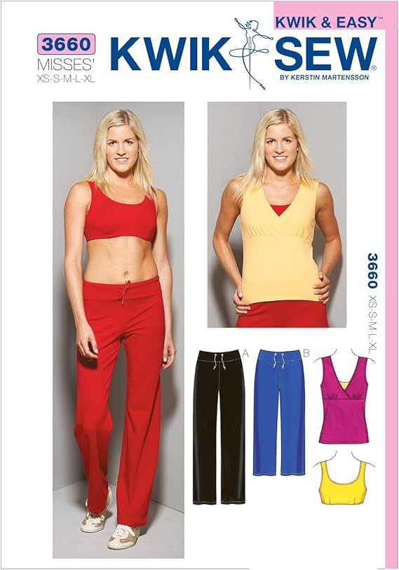 Kwik Sew K3660 Top Sewing Pattern, Bra and Pants Arts