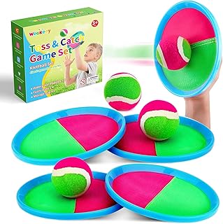 Weokeey Velcro Ball Game for Children, Velcro Ball Set with 4 Bats and 4 Balls, Children's Toy, Waterproof Throw Game, Children's Games from 2 3 4 5 6 Years Boys Girls Party Games Family Games