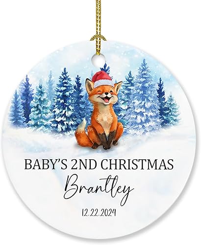 Adorno de Navidad personalizado para la segunda Navidad del bebé, Navidad 2023, lindo adorno de Navidad para bebé con nombre de bebé personalizado y