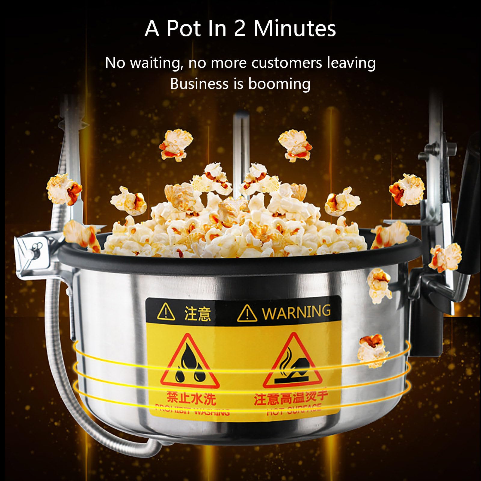 Máquina Comercial para Hacer Palomitas de Maíz, 1250 W, para Encimera, con Control de 3 interruptores y Marco de Acero, Puertas de Vidrio Templado