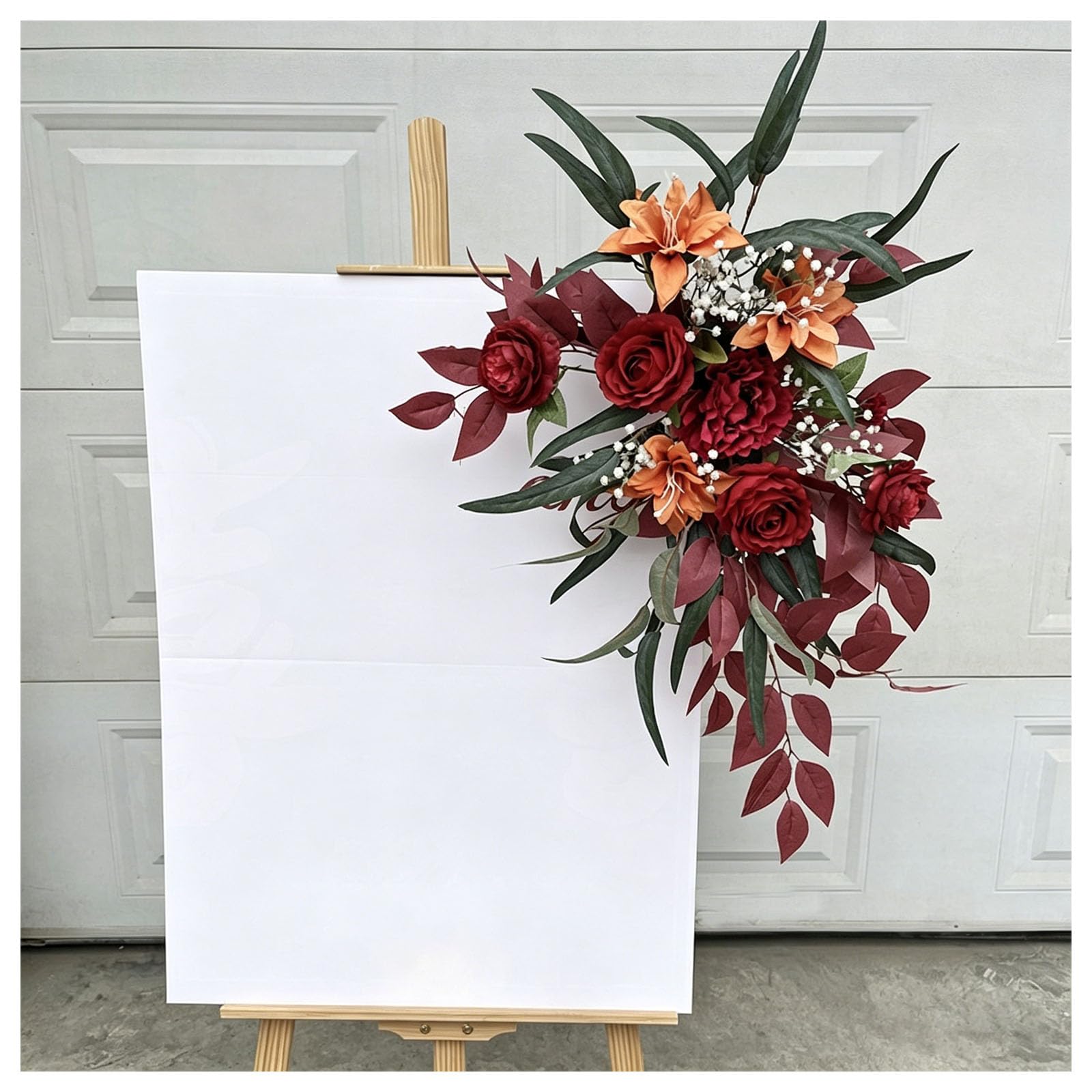 Wedding Aisle Flowers, Hanging Floral Decor, Floor Runner Flowers, Multiple Styles Artificial Flowers, For Wedding Reception, Ceremony Backdrop, Hotel Decoration, Window Display,(Size:35*30cm,Color:A)