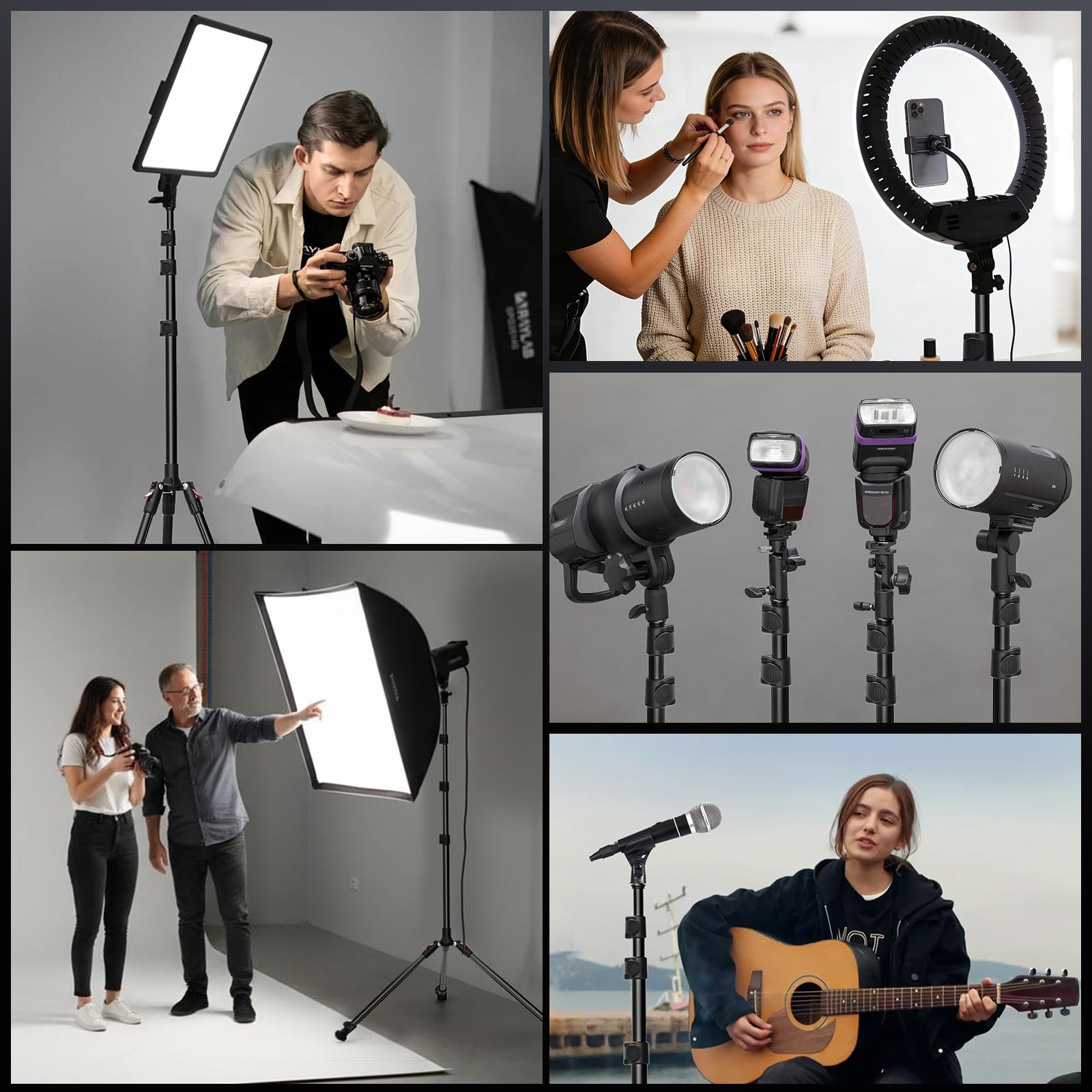 Lichtstativ 200cm/78,7in Lampenstativ Umgekehrt Klappbares Kamera Stativ | Aluminium Stativ mit 1/4" Schraube für Kamera Webcam Studio Ringlicht Blitzlicht Projektor Softbox