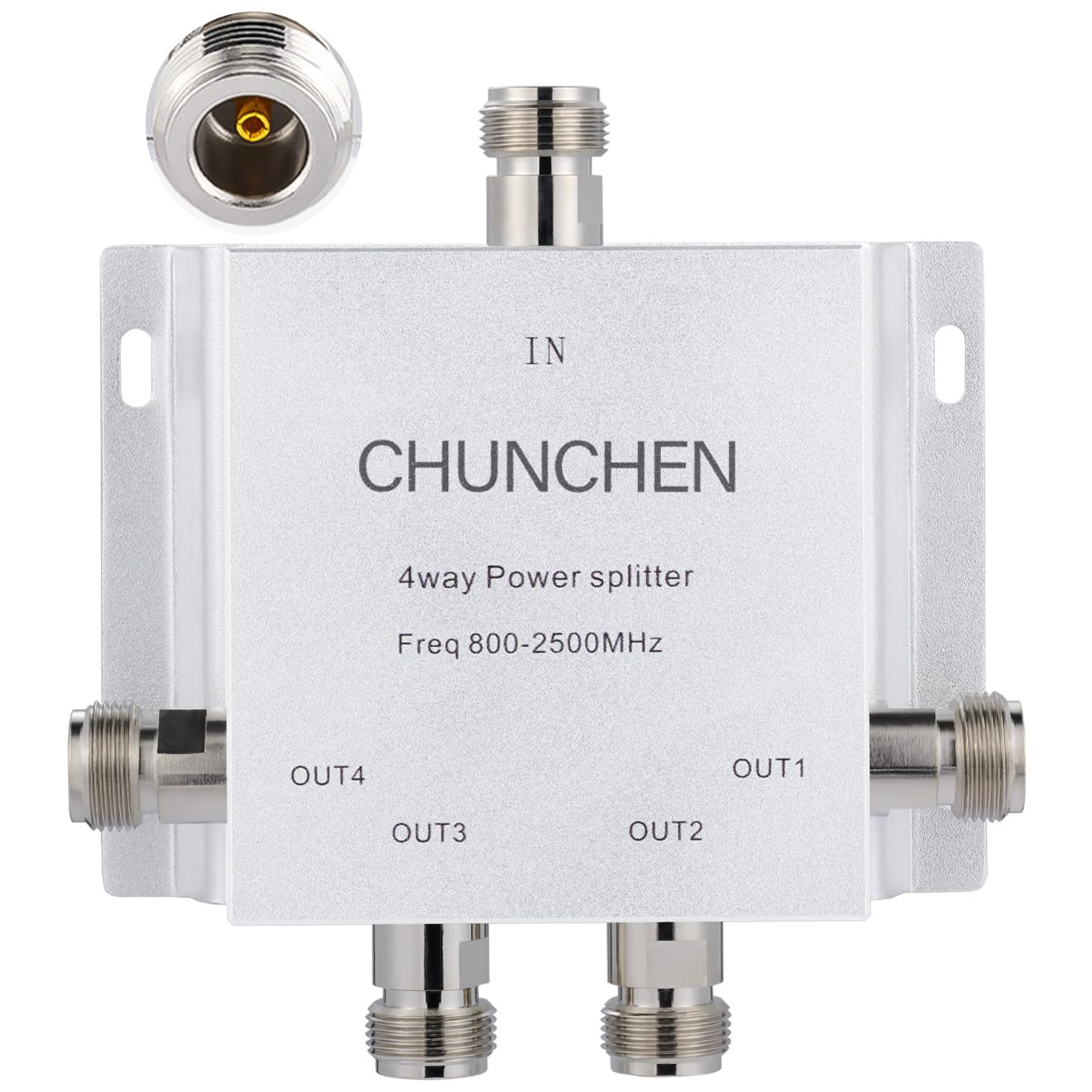 Conector N hembra de 4 vías, divisor de potencia de 50 ohmios, divisor de señal de 800 MHz-2500 MHz, divisor de señal de cable, 1 entrada y 4 salidas para cable de antena