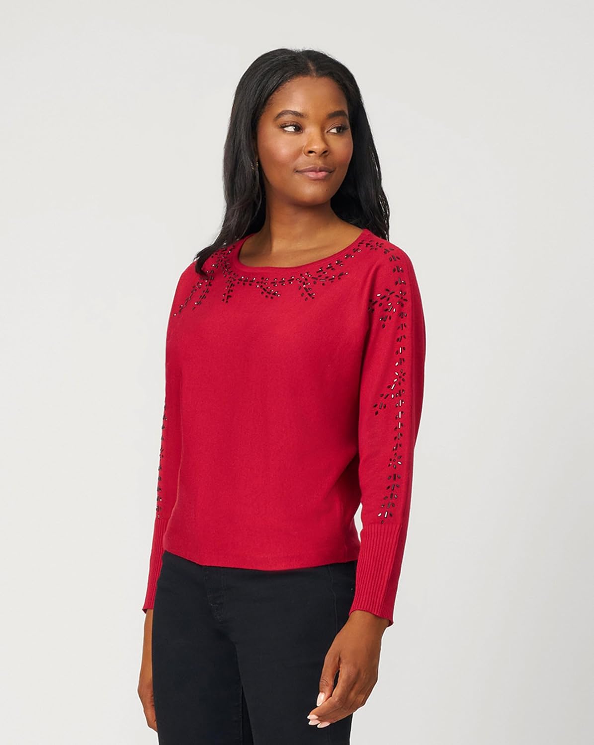 Cable & Gauge Floral Hotfix Dolman Sweater - Image 4