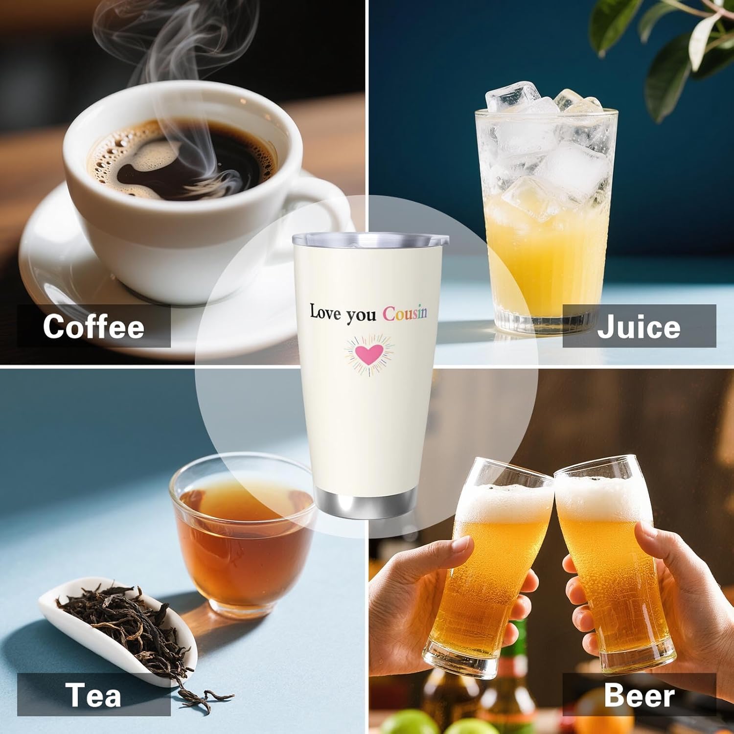 Best Cousin Gifts for Women, 20 Oz Insulated Cousins Travel Tumbler, Cousins Birthday Gifts, Travel Mug Gift for Cousin Female - Image 4