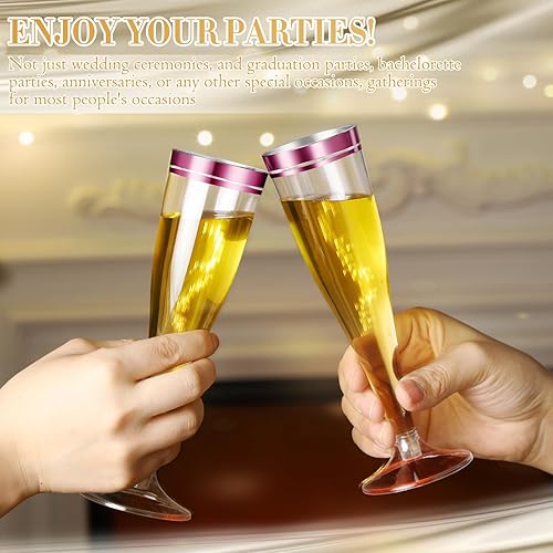 Miniatura 5 de 100 copas de champán rosa a granel de 4.5 onzas de plástico transparente para tostar, copas de champán de plástico, copas de mimosa, vasos de cóctel