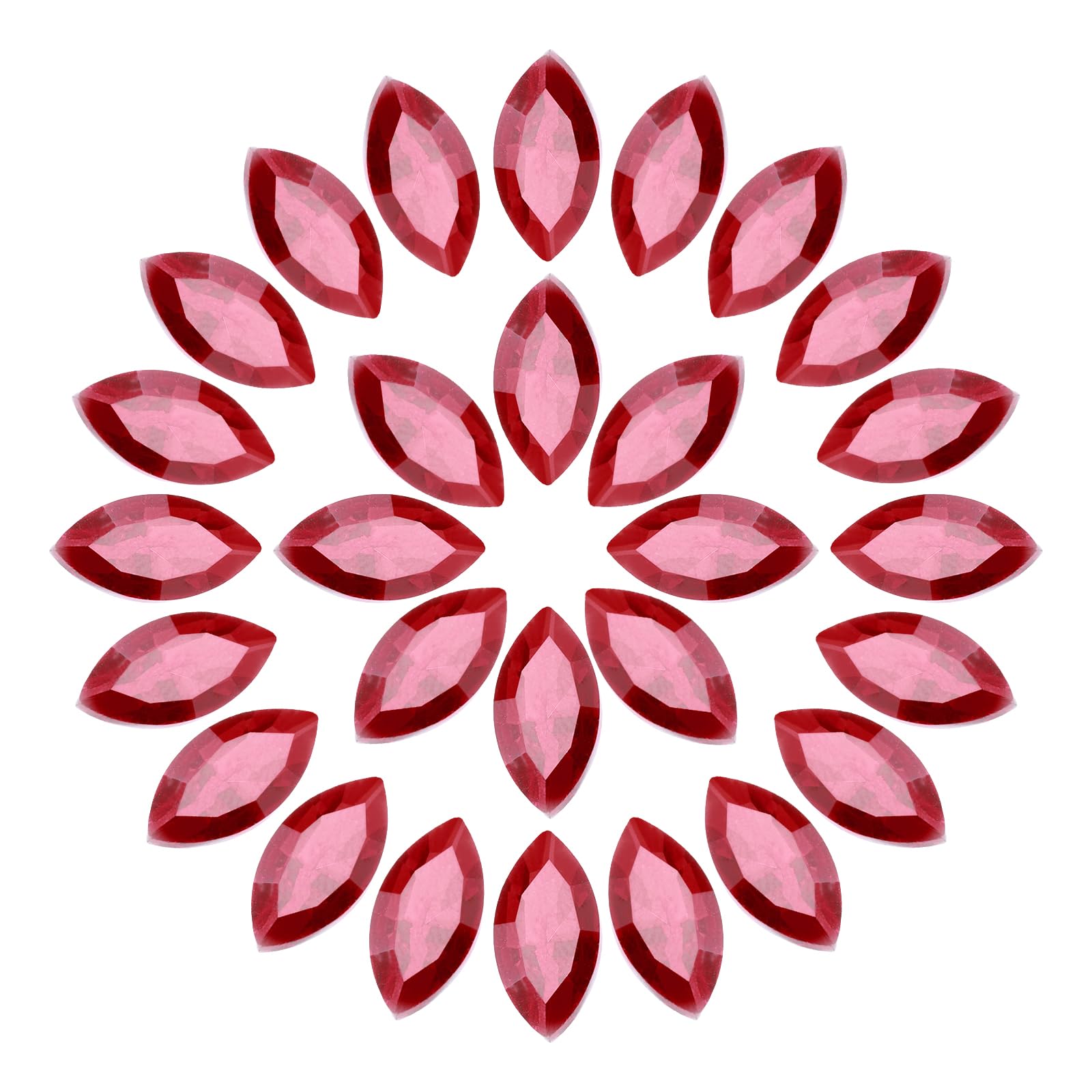 sourcing map 100Pcs Horse Eye Shape Rhinestones, 6 x 12 mm Point Back Rhinestone Beads for Jewelry Making Crafts Costume Crystal Embellishments, Dark Red