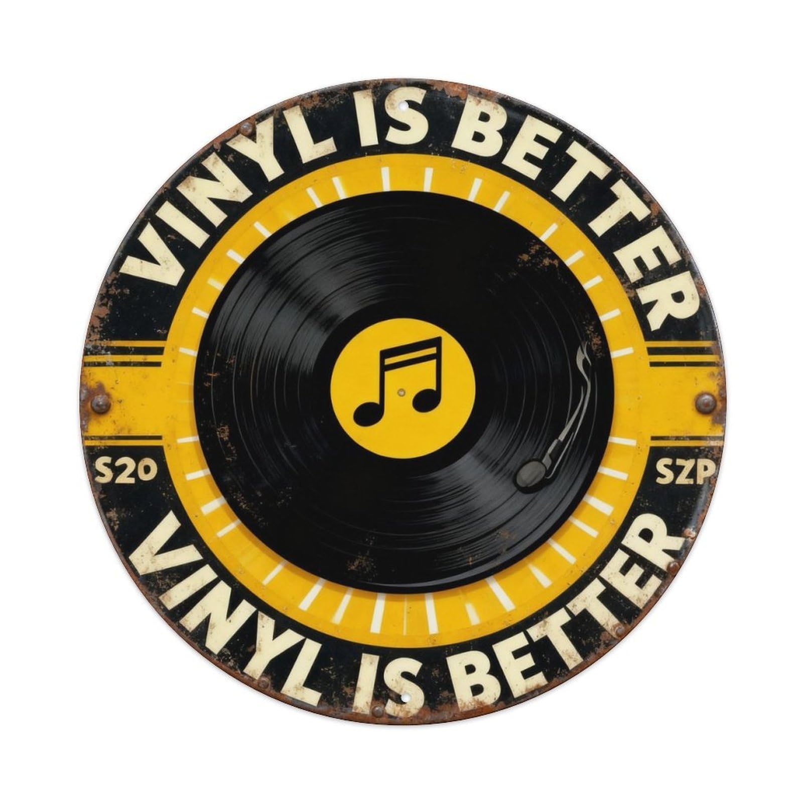 Vintage Vinyl Record Lover Metal Tin Sign Plaque