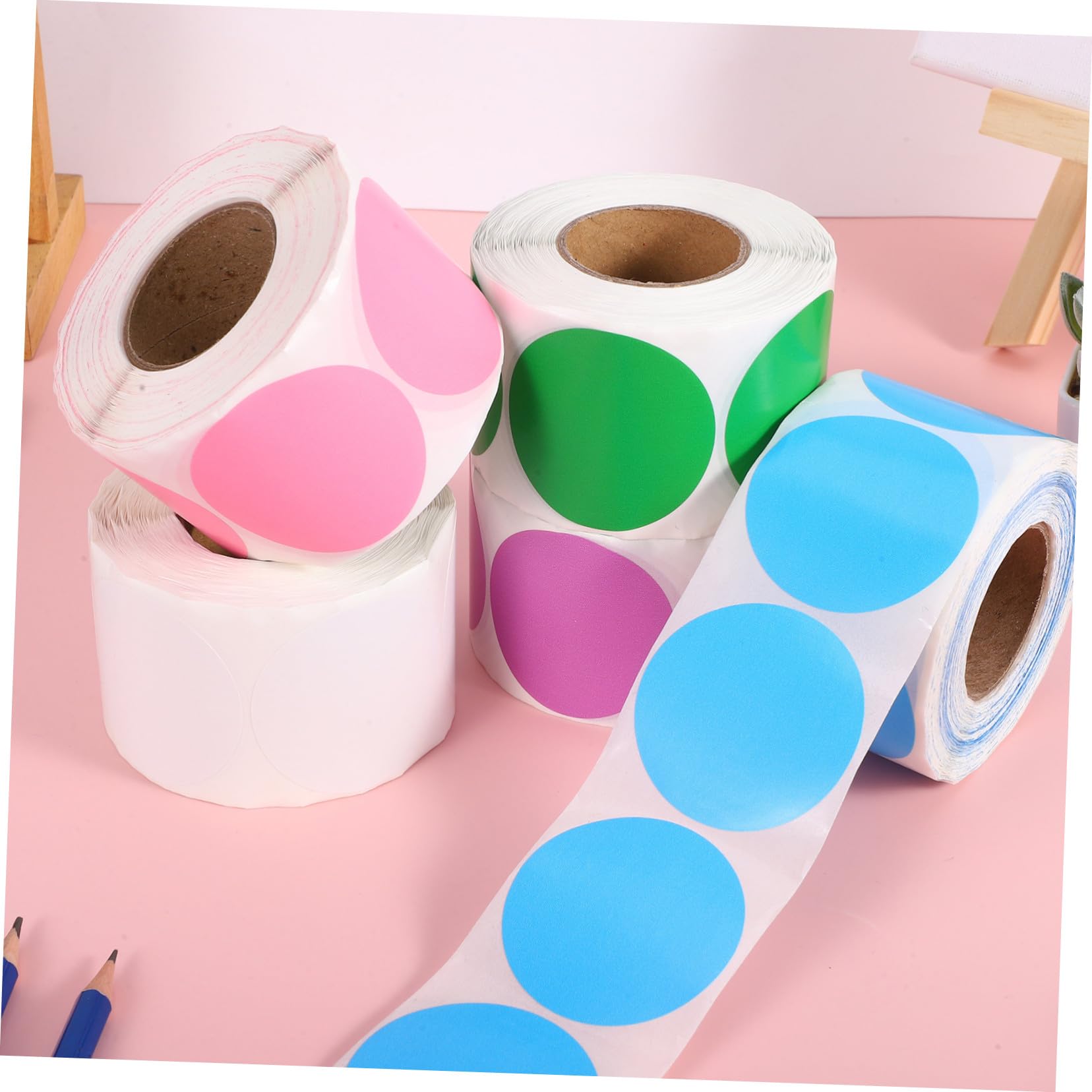 Étiquettes Thermiques Autocollantes Rondes 5 Rouleaux, Papier Thermique