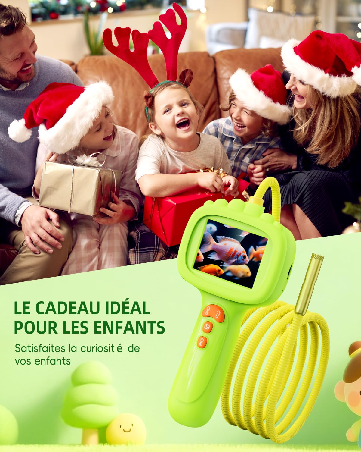 Endoscope pour enfants, Caméra enfant 1080P, Jouet STEM pour exploration extérieure, jardin, camping et nature, Meilleurs cadeaux d'anniversaire pour garçons et filles âgés de 4, 5, 6, 7, 8, 9, 10 ans