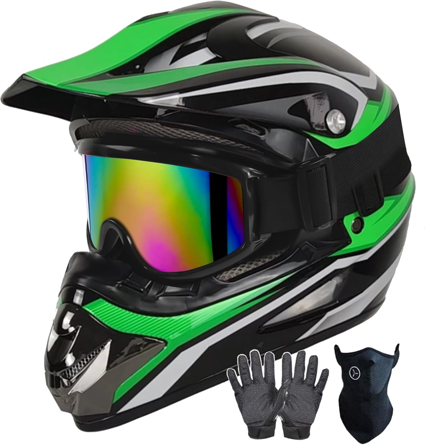 Youth Kids Motocross Helmet, Adult ATV Dirt Bike Helmet, Off-Road BMX 4-Wheeler Full Face Motorcycle Helmet W/Goggles Gloves & Mask, DOT Approved Youth Kids Motocross Helmet, Adult ATV Dirt Bike Helmet, Off-Road BMX 4-Wheeler Full Face Motorcycle Helmet W/Goggles Gloves & Mask, DOT Approved