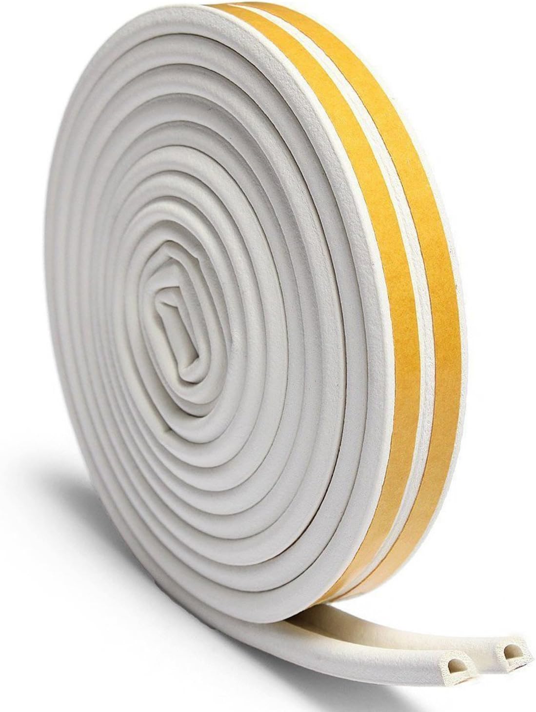 Door Window Anti-Collision Self Adhesive Rubber Foam Seal Strip Soundproofing Weatherstrip Waterproof Seal (D Model, White) (Large)