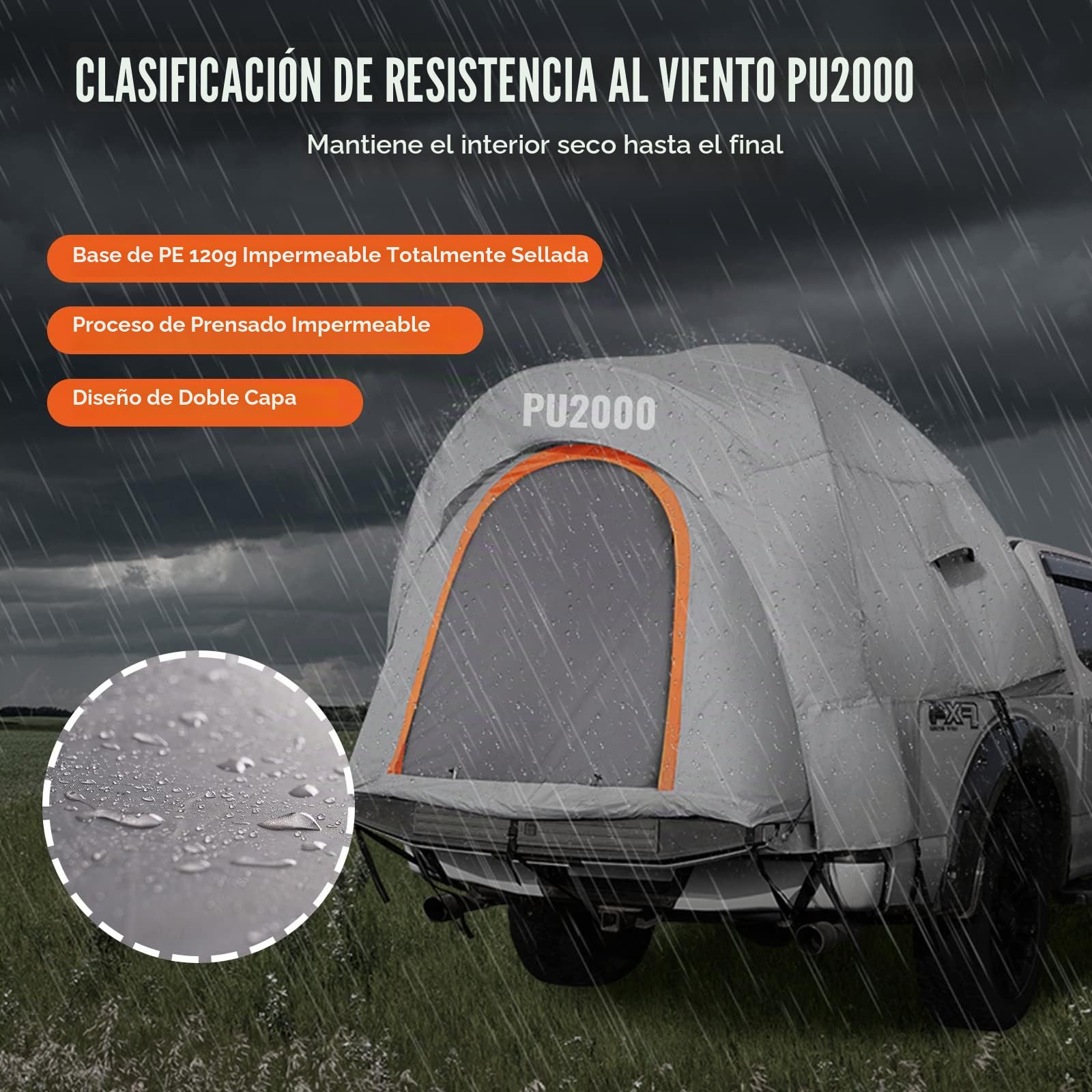 VEVOR Tienda de campaña para camioneta, tienda de campaña con capa de lluvia y bolsa de transporte, tienda de campaña impermeable de doble capa para camping, alojamiento, para camping, viajes,