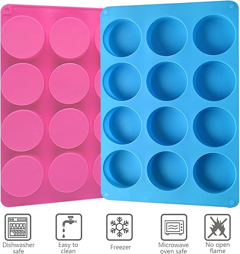 Miniatura 2 de SAGOOITS - Moldes redondos para galletas de chocolate, 2 moldes de silicona para chocolate Oreo de 12 cavidades, moldes de silicona para chocolate