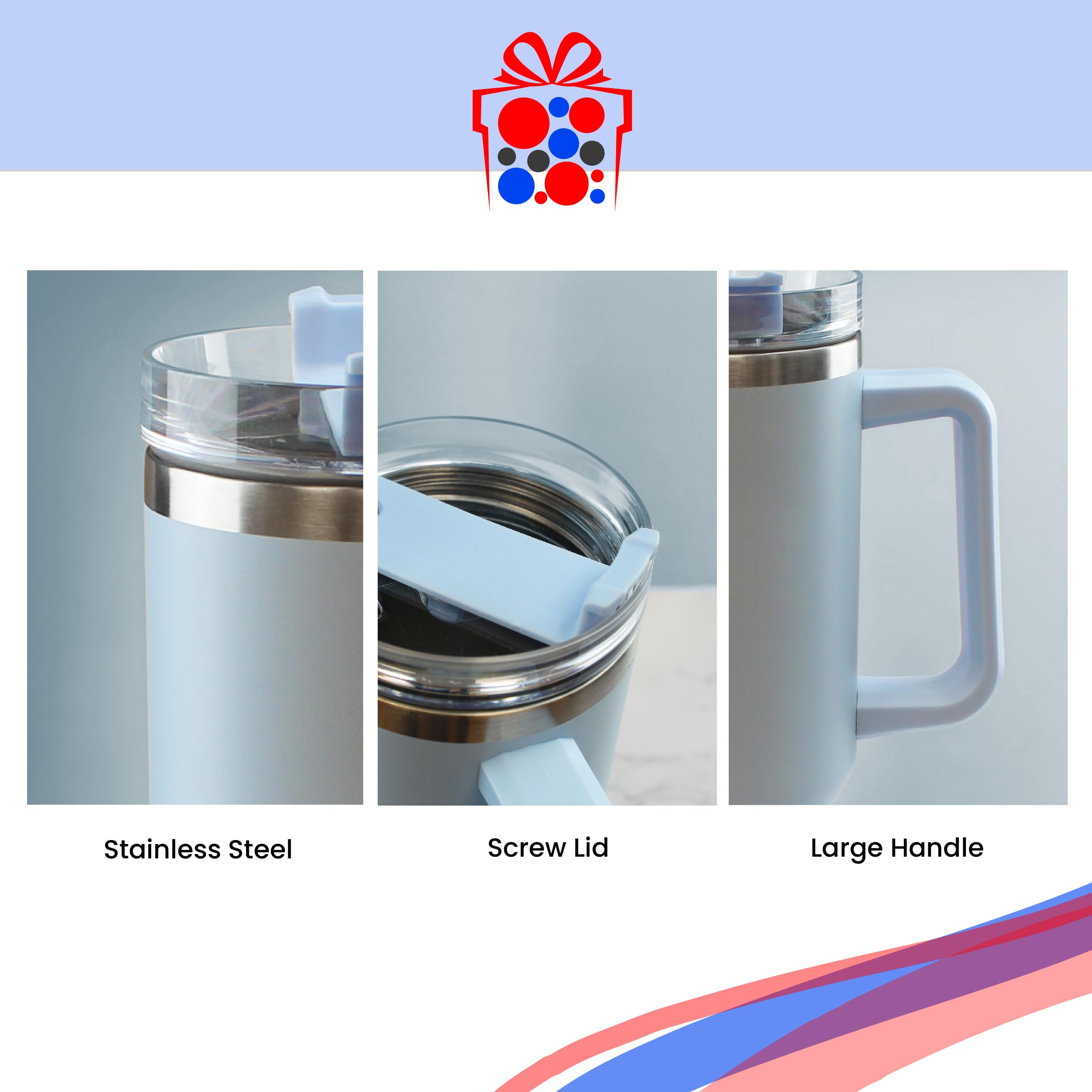 Vaso térmico grabado personalizado, taza de viaje aislada de 40 onzas/1135 ml, taza de café de viaje grande azul claro, personalizable con cualquier nombre y fuente, acero inoxidable, popote y asa