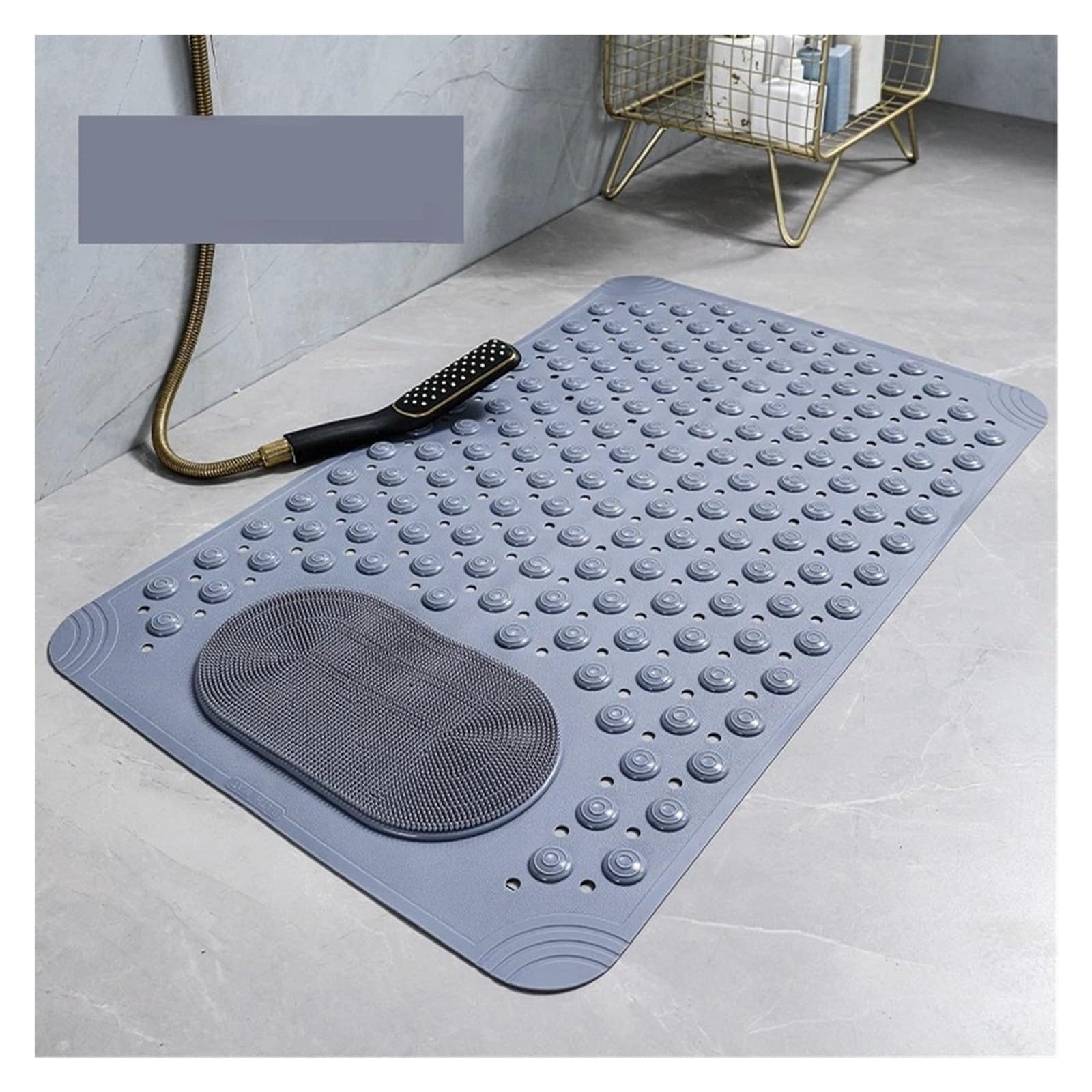 Alfombra BañEra Antideslizante Estera de Masaje Antideslizante Color sólido | Con ventosas for el piso del baño del hotel.(Grey,50x80cm)