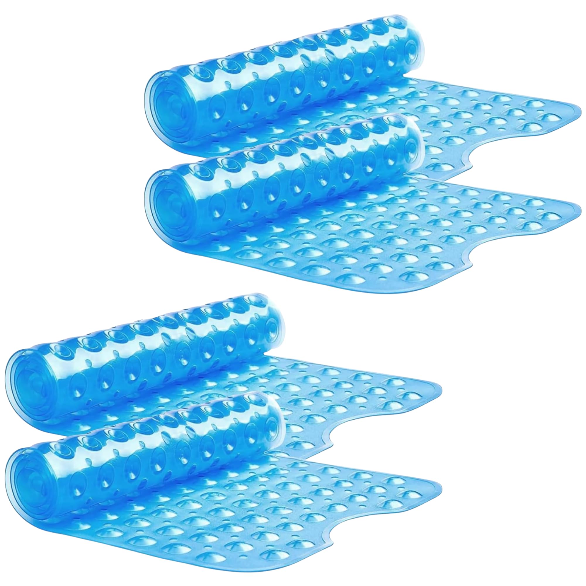 Moonlight20015 Blue Non Slip Shower Bath Mat 4 Pack – Anti Mould & Mildew Pvc Bathroom Mats With Suction Cups, Drain Holes, Machine Washable, Ideal For Bulk & Wholesale Use (100X40cm, )