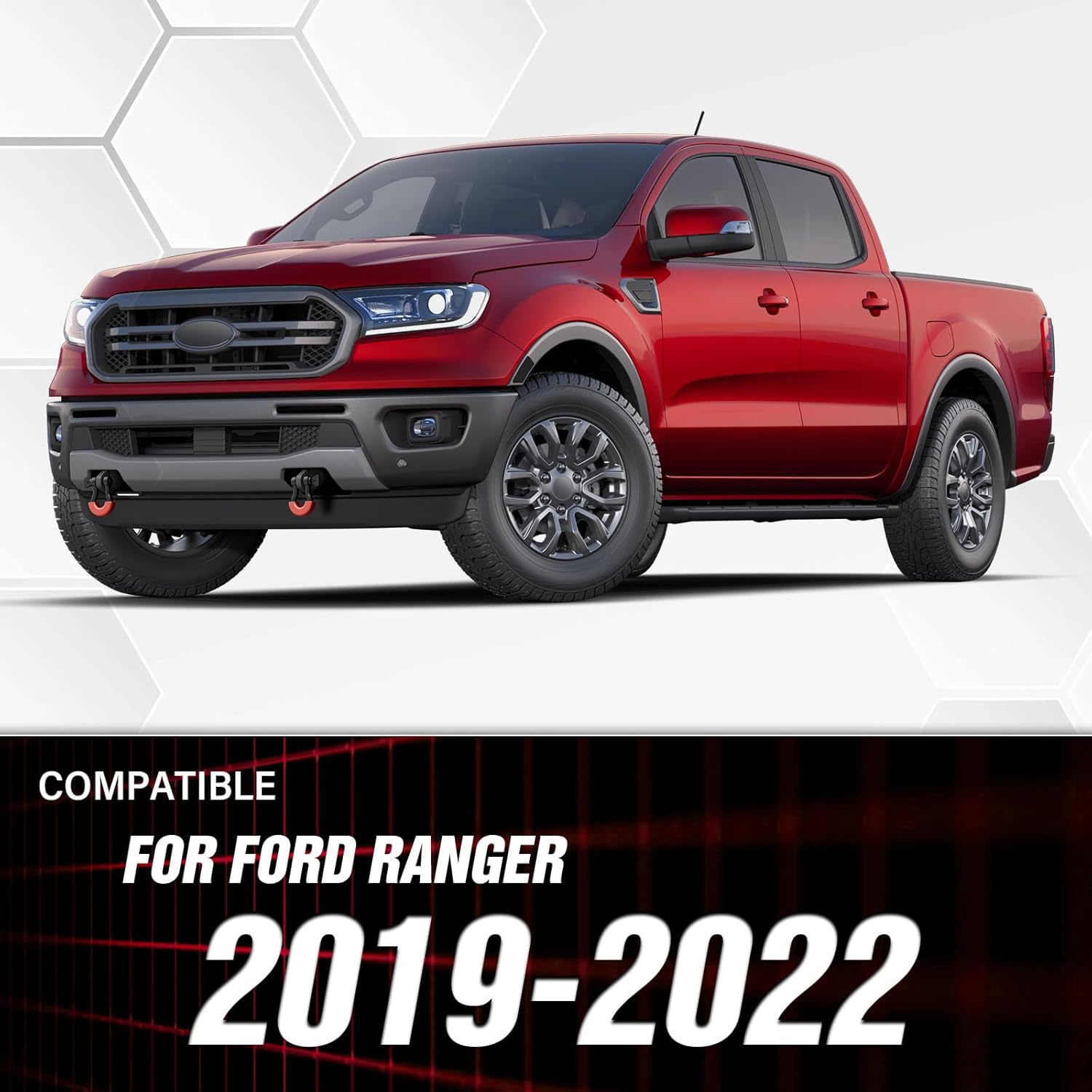 3/4" D-Ring Shackle Tow Hook Bracket: 2 Pack Front Tow Hook Mounting Bracket Fit for 2019 2020 2021 2022 Ford Ranger, with Mounting Hardware Kit for Off-Road Vehicle Recovery