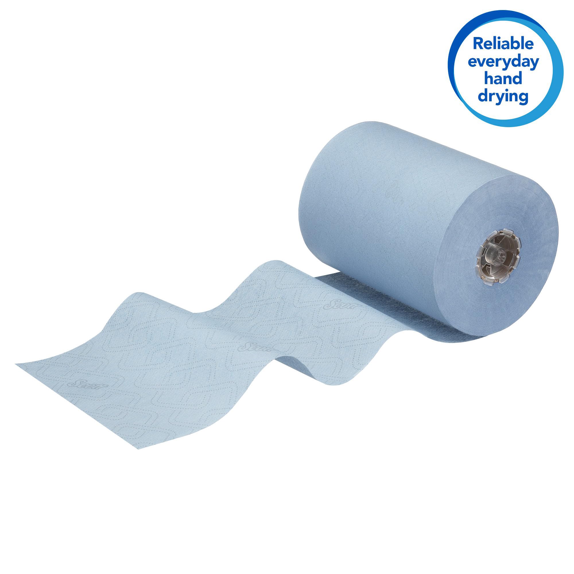 Ręczniki papierowe do rąk w rolce Scott Essential Slimroll 6696 — niebieskie ręczniki papierowe — 6 × białe rolki papieru o długości 190 m (łącznie 1140 m)