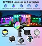 MEIKEE 15W RGBW LED Landscape Spotlights with Remote and 4.9FT Cord | RGB Color Changing IP66 Waterproof Outdoor Pathway Lamp, Landscape Lighting for Christmas Halloween Festival Party, 8 Pack