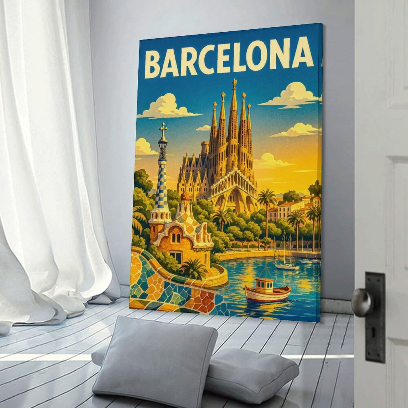 Junmoney Barcelona Travel (3) Wall Picture Print, 24x36inch(60x90cm), for Art Walls, Layered Displays Or Homes, Home Wall Art for Statement Displays