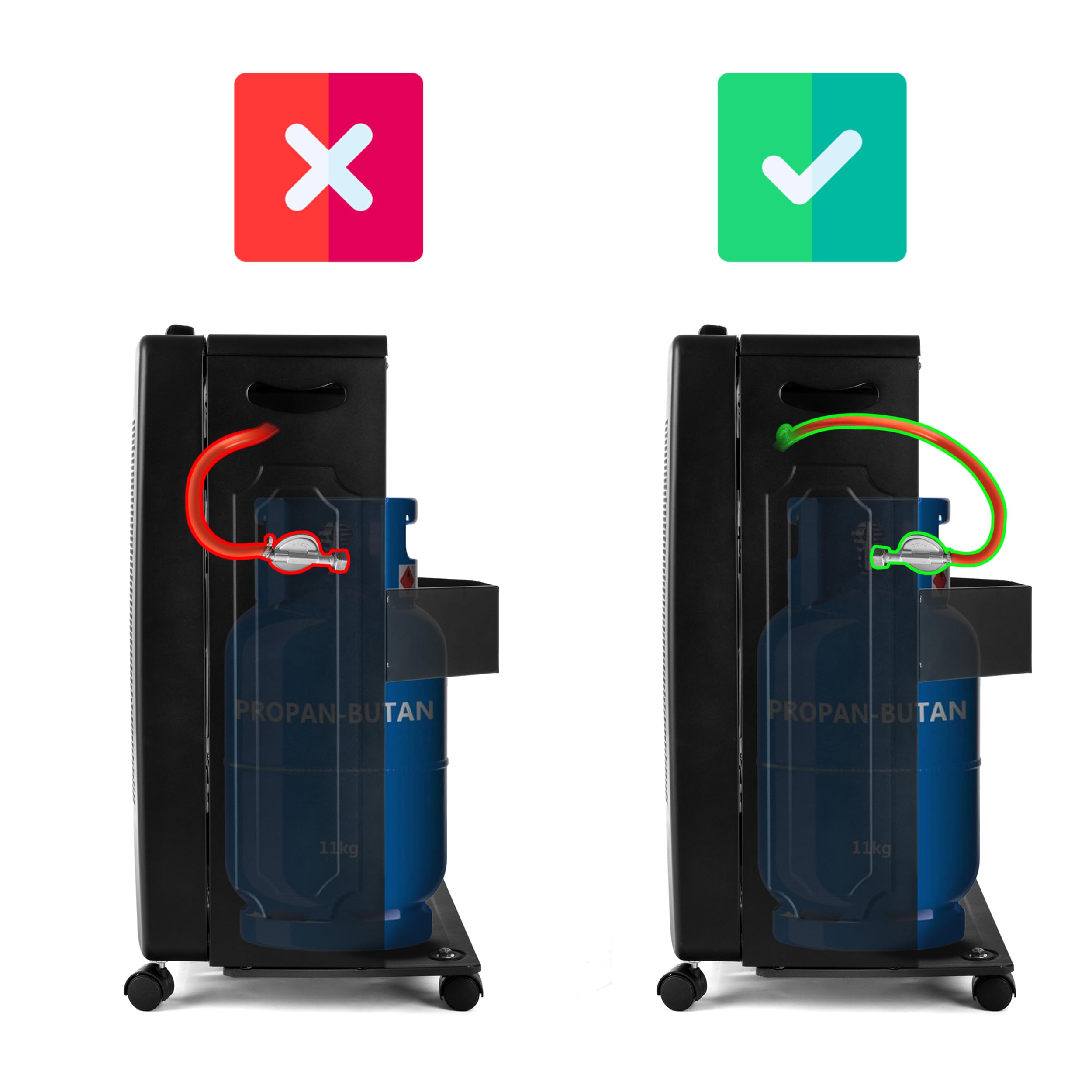 LEHMANN Poêle à gaz 3,8 kW avec 2 niveaux de chauffage, flamme bleue, allumage piézoélectrique, arrêt de sécurité, roues, chauffage pour pièces jusqu'à 80 m², GPL/Propane/Butane
