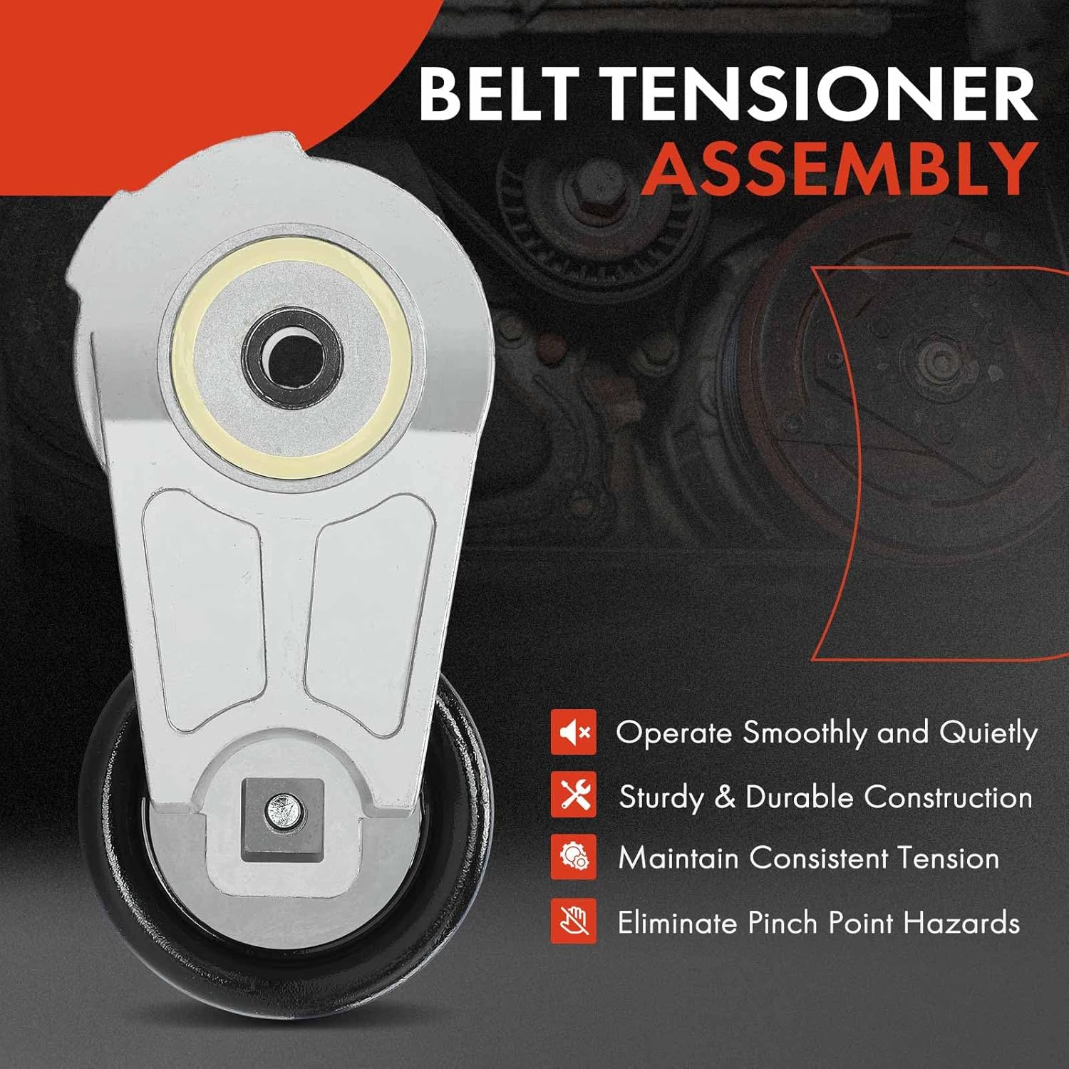 A-Premium Belt Tensioner Assembly with Pulley Compatible with Cadillac STS 2005-2011, CTS SRX 2004-2009, 3.6L 2.8L, Replace# 999690, 12577655
