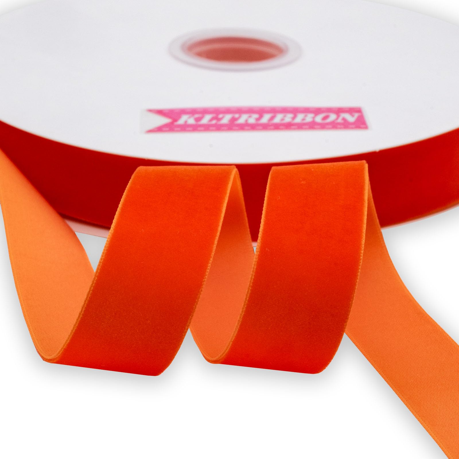 KLTRIBBON Nylon Velvet Gift Ribbon Single Faced, 1 Inch X 25Yards Spool (Orange) โ image 1
