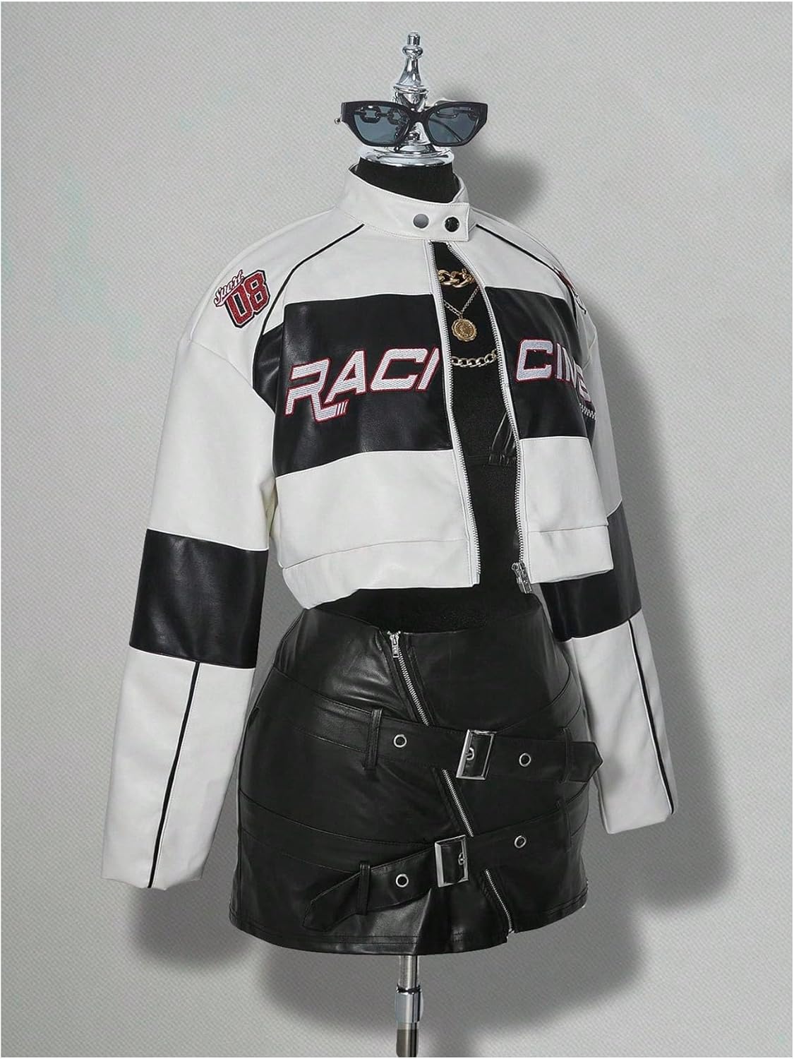 SOLY HUX Women's Faux Leather Zip Up Crop Jackets Graphic Long Sleeve Shirts Motorcycle Outerwear - Image 3