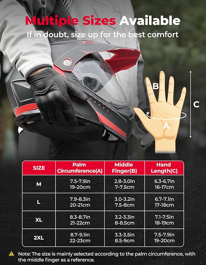 Guantes de cuero para motocicleta KEMIMOTO grandes miniatura 7