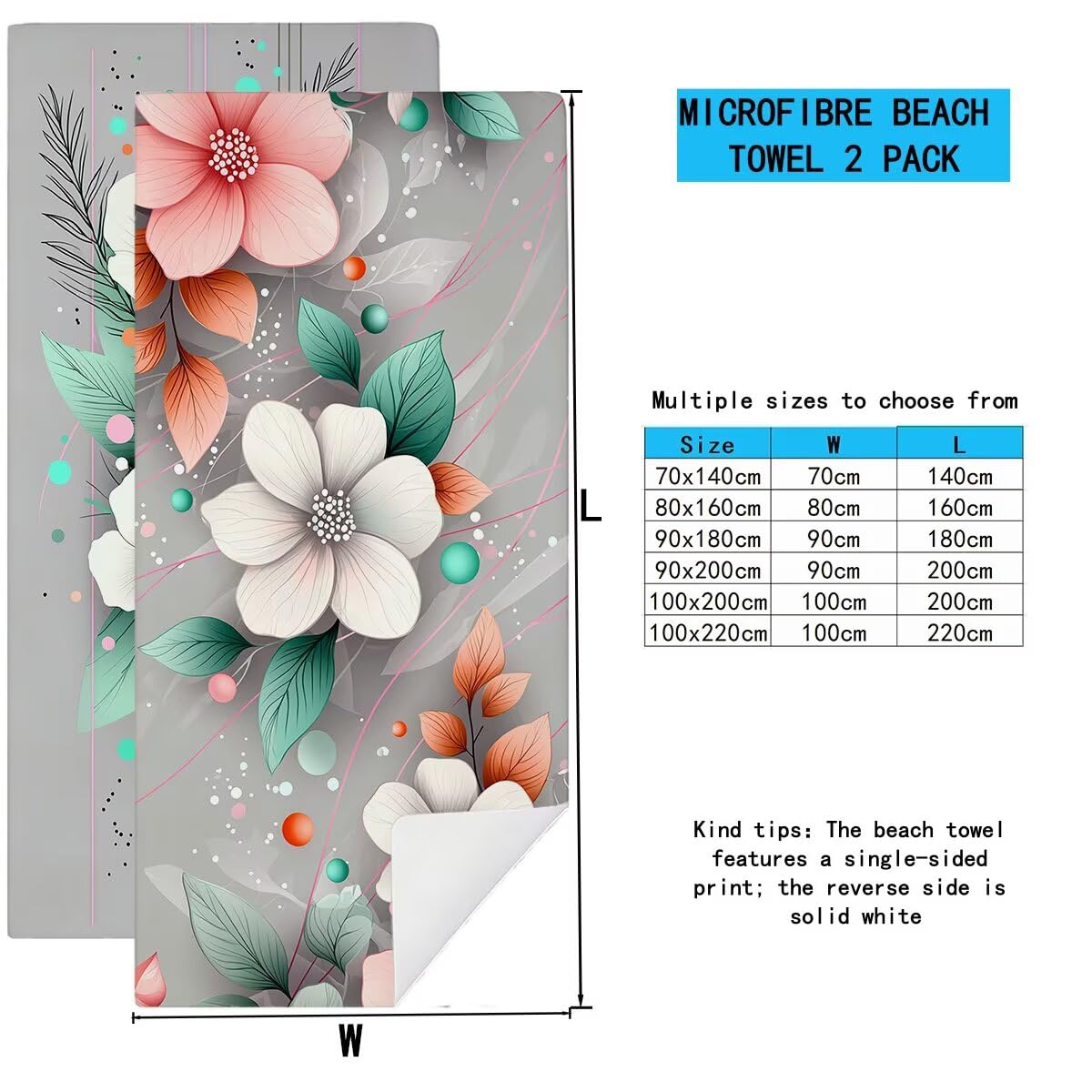 Strandtuch Mikrofaser Handtücher Groß 90x200cm 2er Set, Schnelltrocknend Saunahandtuch Fitness Handtuch Grau, Saugfähig Badetuch Sporthandtuch, Sandfrei Strandtuch XXL für Geschenke für Frauen -4538