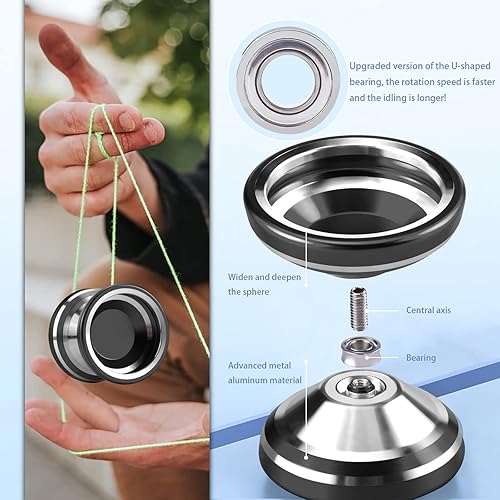 Miniatura 2 de FETESNICE Yoyo Yoyo de aluminio de alta calidad sin respuesta Yoyo profesional de gran distancia Yoyo avanzado como regalo para adultos y