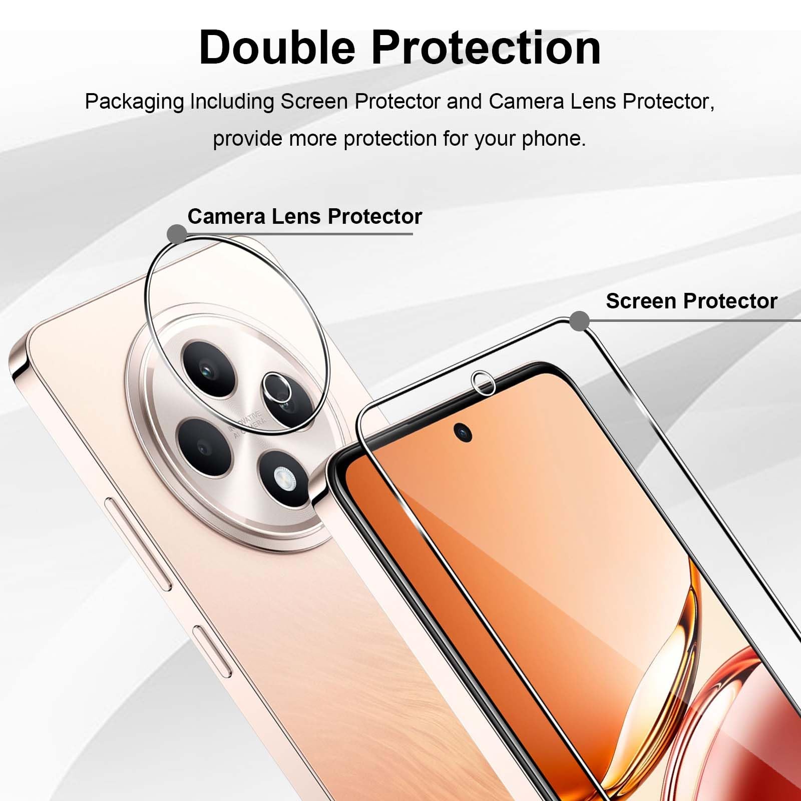 Vetro Temperato per OPPO Reno 12 FS 5G / OPPO Reno 12F, 2 Pezzi Vetro Pellicola Protettiva + 2 Pezzi Protezione Fotocamera, Antigraffio, Durezza 9H per Reno12 F / Reno12 F S