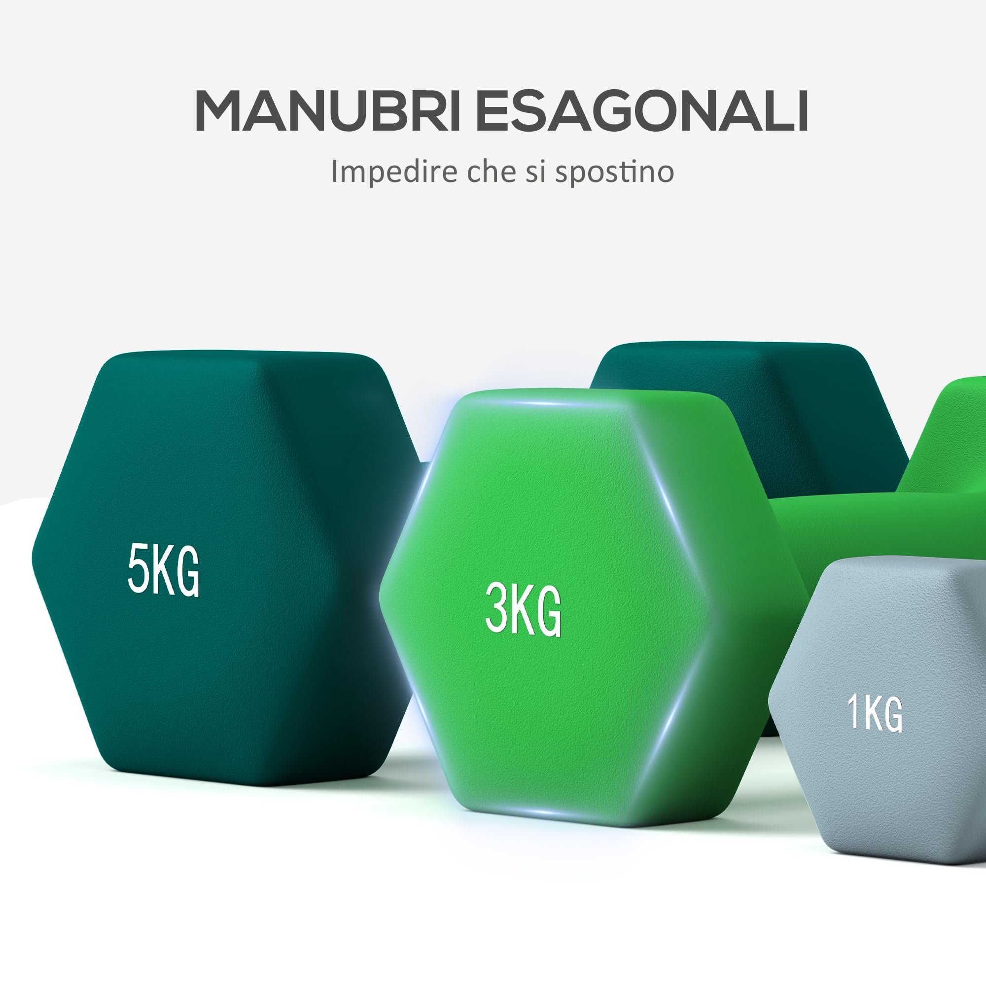 SPORTNOW Hanteln Set 6 Kurzhanteln mit Klappbarem Hantelständer, Hexagon-Hanteln, Kugelhantel für Fitness, Gymnastik, Zuhause