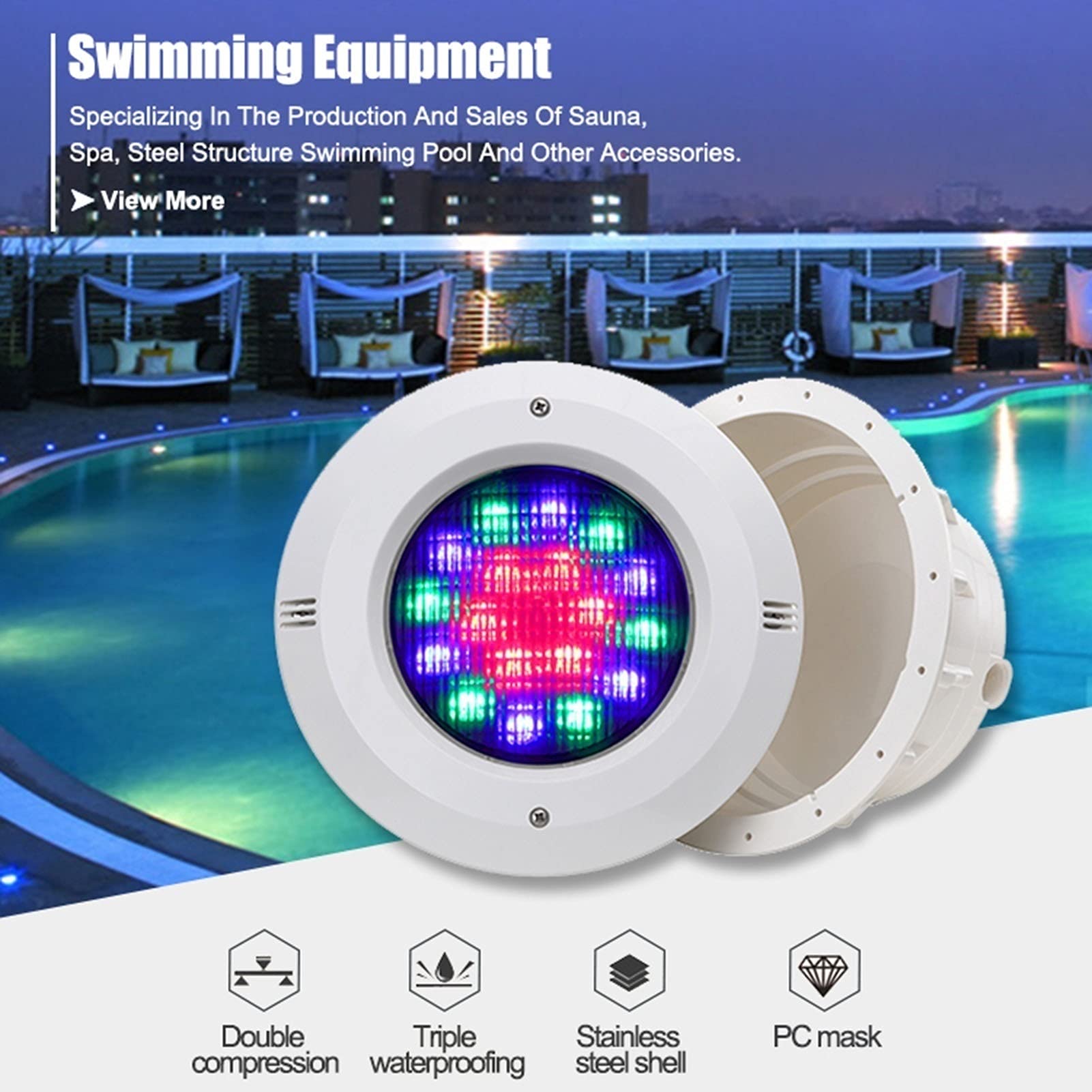 Luce LED Subacquea for Piscina con Telecomando con nicchia, AC 12V PAR56 6-24W Luci for Paesaggio Acquatico incorporate (12 Keys,9w)
