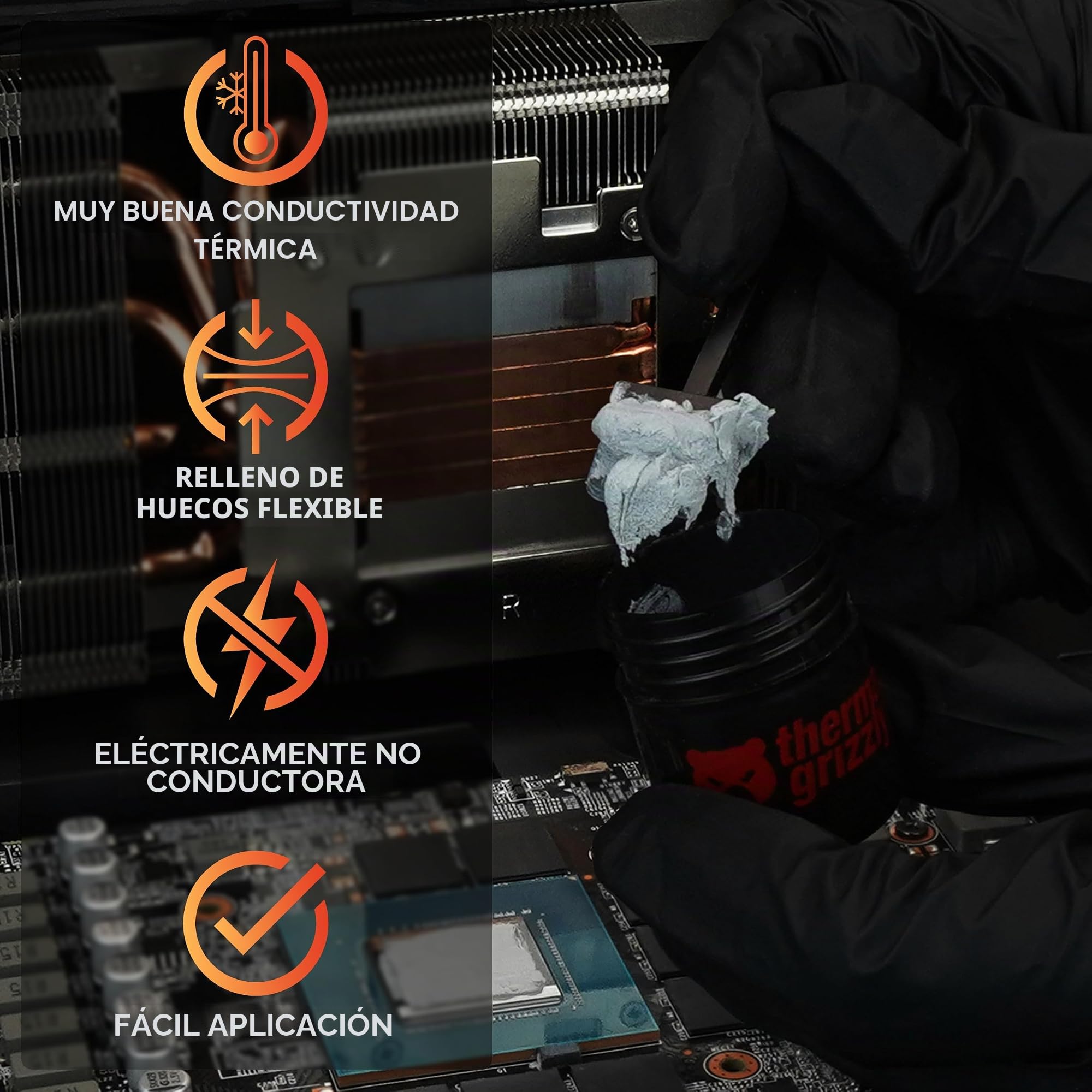 Thermal Grizzly TG Putty Pro - Masilla térmica eléctricamente no conductora de Alto Rendimiento para Aplicaciones de GPU y PCB