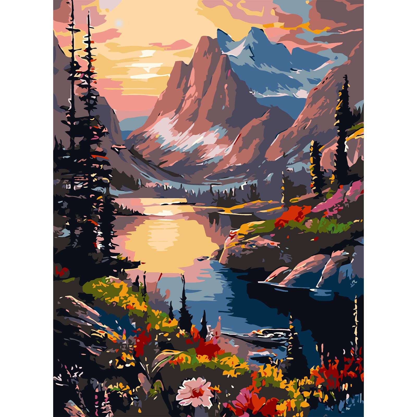 AIRDEA Paisaje Del Lago De MontañA Pintar por Numeros Adultos, DIY Pintura por Números, DIY Cuadro al óleo por números Kit de Pintura Digital para Adultos de Lienzo decoración para el hogar 30X40CM