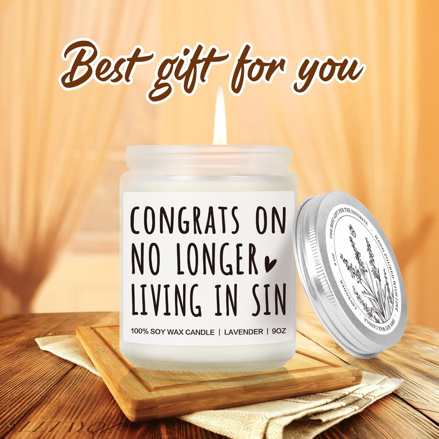 Funny Wedding Candle Gift for Newlyweds, No Longer Living in Sin Candle, Engagement Gift for Couples, His and Hers A nniversary Gifts, Funny Couples Bride and Groom Gifts, Wedding Candles-19 - Image 3