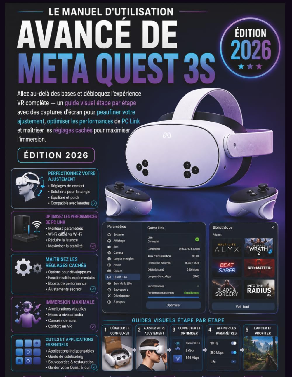 Le Manuel d'Utilisation Avancé de Meta Quest 3S (Édition 2026): Allez au-delà des bases et débloquez l'expérience VR complète — un guide visuel étape ... votre ajustement, optimiser les performances
