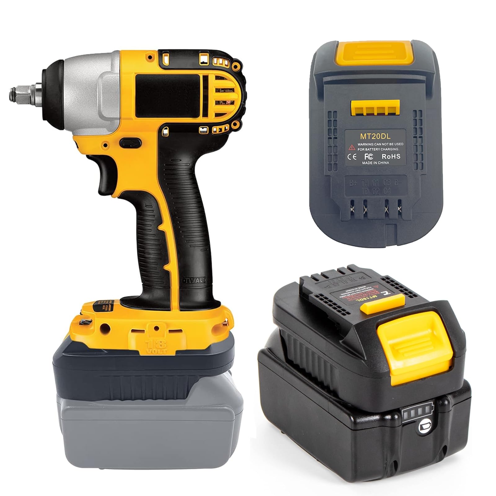 BAT20TL Battery Adapter for Makita 18V Battery to for DeWalt 20V Tool, Converter Fits for to for Makita 18 V BL1860 BL1850 Li-Ion Battery Use for DeWalt 20V Power Tools — image 1